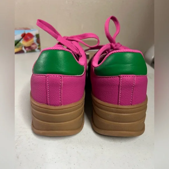 LUCKY STEP Women's Platform Sneakers Gum Sole Pink Retro Comfy Chunky US 7 - Picture 3 of 8